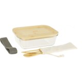  Škatla za malico - 1 l, pravokotna, ravna, z jedilnim priborom - komplet 3 kosov - 1 set | Shoptok.si