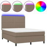  Box spring postelja z vzmetnico LED taupe 140x190 cm blago, (20790497) | Shoptok.si