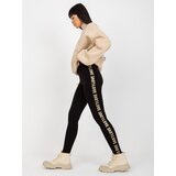 Fashion Hunters Black casual leggings with lettering on the sides | shoptok.hr