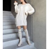 Gemre White long oversized sweater with ruched sleeves Najeta | Shoptok.si