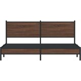 vidaXL Kovinski posteljni okvir z vzglavjem rjavi hrast 183x213 cm, (21322058) | Shoptok.si
