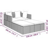 LEŽAJ za sunčanje s jastucima crni 182 x 118 x 63 cm poliratan | shoptok.hr