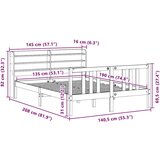 vidaXL Okvir za krevet s uzglavljem 135 x 190 cm od masivne borovine | shoptok.hr