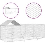vidaXL Zunanja pasja ograda s streho srebrna 6x2x2,5 m pocinkano jeklo - - Srebrna - 51.55 - 6 x 2 x 2.5 m - 2025- | Shoptok.si
