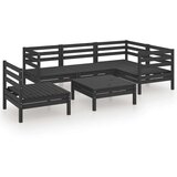  Vrtna sedežna garnitura 6-delna trdna borovina črna, (20677204) | Shoptok.si