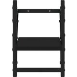  Zidne police s prečkama 2 kom crne 20 x 25 x 30 cm | shoptok.hr