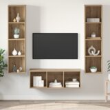 vidaXL Set TV stalka s policom Zidne s pohranom 3 pcs hrast artisan 37 x 37 x 142.5 cm | shoptok.hr