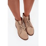 Zazoo Leather Ankle Boots With Flat Heel Beige 2964 | shoptok.hr