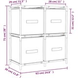 Ormarić za pohranu s 4 platnene košare sivi 63x30x71 cm čelični | shoptok.hr