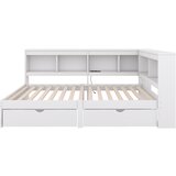 Lumor Postelja klop 90x200 cm - z USB priključki in shranjevanjem - bela, (22155728) | Shoptok.si