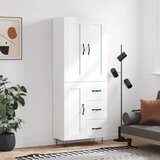 vidaXL Visoka komoda visok sijaj bela 69,5x34x180 cm inženirski les | Shoptok.si
