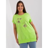 Fashion Hunters Light green cotton blouse of larger size Cene