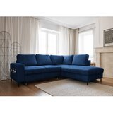 Miuform Temno modra raztegljiva kotna sedežna garnitura iz rebrastega žameta (desni kot) Lofty Lilly – | Shoptok.si