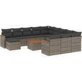  The Living Store Vrtna sedežna garnitura 13-delna z blazinami siv poli ratan - Vrtna Sedežna Garniture, (21464785) | Shoptok.si