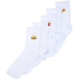 Trendyol white men's 5-Pack cotton food embroidered college-tennis-medium size socks Cene