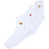 Trendyol White Men's 5-Pack Cotton Food Embroidered College-Tennis-Medium Size Socks