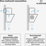 Klarstein Kosa napa Silver Lining | Režim ekstrakcije i recirkulacije | Visokokvalitetni dizajn | 597 m³/h | 90 cm | shoptok.hr