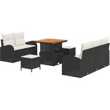8 dijelni set vrtne sofe s jastučićima crni poli ratan akacija 2-sjedna vrtna sofa s spremnikom i jastučićima crni poli ratan | shoptok.hr