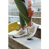 VINCEZA Fashionable Sport Shoes Women's Sneakers White and Gold Danielle | Shoptok.si