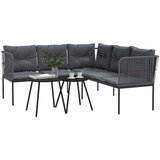 vidaXL Set vrtnih sofa s jastucima crni od čelika i tekstilena | shoptok.hr