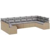 vidaXL 10-komadna garnitura za vrt s jastučićima Bež poli ratan, 2-sjedalni vrtni sofa s pohranom i jastučićima Bež poli ratan Cijene