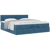 vidaXL Otomanski posteljni okvir z vzmetnico moder 180x200cm žamet | Shoptok.si