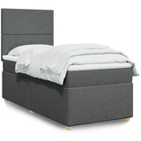 vidaXL Box spring postelja z vzmetnico temno siva 90x200 cm blago | Shoptok.si