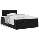 vidaXL Otomanski posteljni okvir z vzmetnico črn 120x190 cm žamet | Shoptok.si