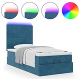 vidaXL Otomanski posteljni okvir z vzmetnicami moder 90x200cm žamet | Shoptok.si