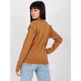 Fashion Hunters Women's camel classic sweater with viscose Cene