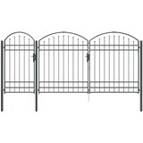 vidaXL Ograjna vrata z ukrivljenim vrhom Siva 400 x 125 cm Jeklo | Shoptok.si