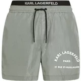 Karl Lagerfeld Kratke kopalne hlače 'Rue St-Guillaume' srebrno-siva / bela
