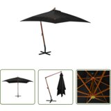  The Living Store Viseč senčnik z drogom črn 3x3 m trden les jelke - Viseč Senčnik, (21743656) | Shoptok.si