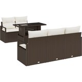  6-dijelni Vrtni Sofa Set s Jastučićima Smeđa Poli Ratan 2-sjedala Vrtni Sofa s Jastučićima Smeđa Poli Ratan Cijene