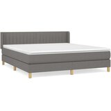  Box spring postelja z vzmetnico temno siva 160x200 cm blago, (20901381) | Shoptok.si