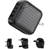 GanHub omrežni polnilec 3x USB-C + USB, 100 W, EU/UK/AU/US (črn)