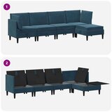  Komplet pohištva za dnevno sobo z blazino 5 pcs Modra Žamet, (5000272727) | Shoptok.si