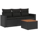 Maison Chic Seti vrtnega pohištva - Vrtna garnitura - Vrtni pohištvo set 4-delna z blazinami črna poli ratan, (21809581) | Shoptok.si