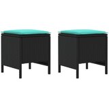  Vrtni otoman 2 Komad Crna i Tirkizna 38 x 38 x 45 cm PE ratan | Eponuda.com