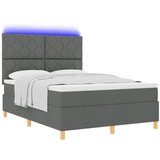 vidaXL Vzmetna postelja z vzmetnico in LED temno siva 140x200 cm tkanina | Shoptok.si