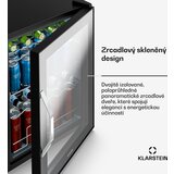 Klarstein Beersafe hladilnik za pijačo z zrcalnimi steklenimi vrati | 64 x 48 cm | Notranja LED osvetlitev | Shoptok.si
