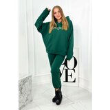 Kesi Insulated cotton set, sweatshirt with embroidery + trousers green Cene