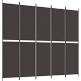 Sobna pregrada s 5 panela smeđa 250x220 cm od tkanine | shoptok.hr