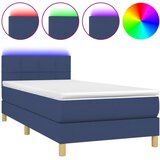 Maison Chic Box spring postelja - Vzmetna postelja z vzmetnico LED modra 90x200 cm blago SL21448, (21890312) Cene