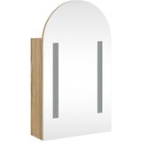  Kupaonski ormarić s ogledalom LED lučni boja hrasta 42x13x70 cm | shoptok.hr
