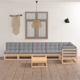 The Living Store Vrtna sedežna garnitura 7-delna z blazinami trdna borovina - Vrtna Sedežna Garnitura, (21475004) | Shoptok.si