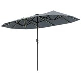  Vrtni senčnik s solarno osvetljavo, dim. 392 x 212 x 222 cm - sive barve | Shoptok.si