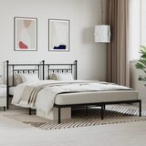 Maison Chic Kovinski Posteljni okvir - Dvoposteljna postelja - Zakonska postelja z vzglavjem črn 180x200 cm, (21692522) | Shoptok.si