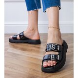 Gemre Black flat sandals with buckles on straps Liluna | shoptok.hr
