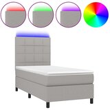  Krevet box spring s madracem LED svjetlosivi 100x200 cm tkanina | shoptok.hr